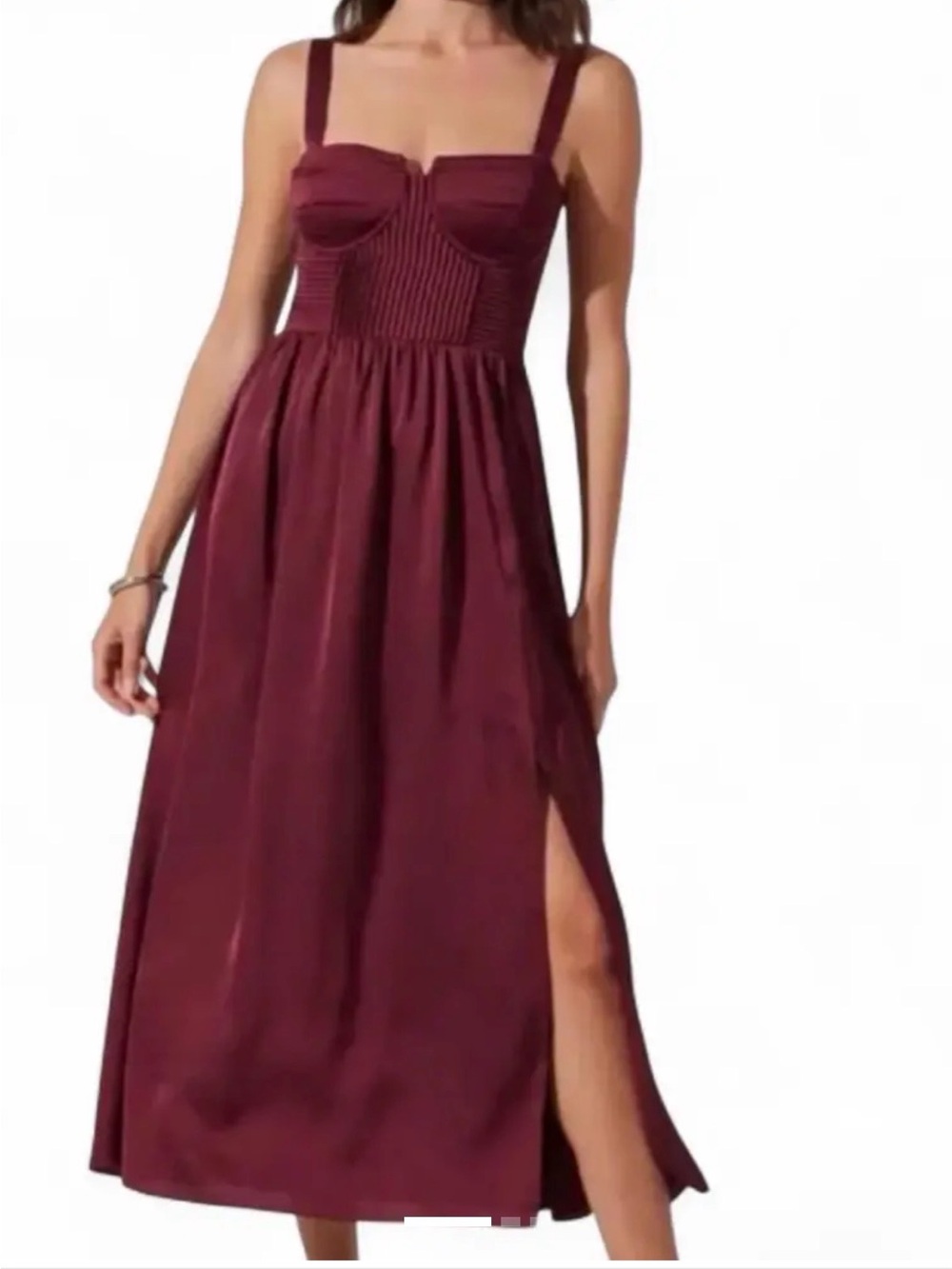 Astr Burgundy Maxi Dress with Sweetheart Bust and Side Slit
